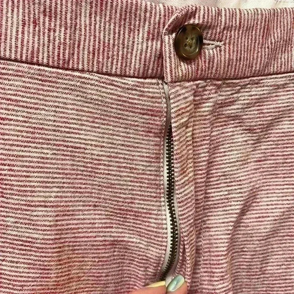 Old Navy Ultimate Slim Linen Blend Shorts Size 38 Inseam 9” Red & White Stripes